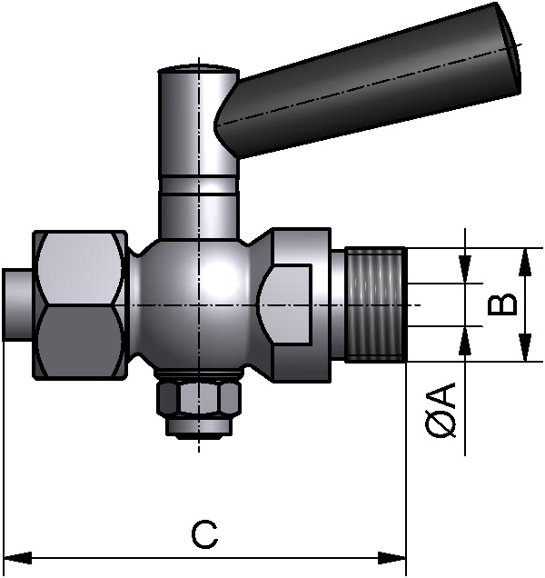 DRAIN COCK G3/4" WITH SLEEVE 316L BL G=PIPE THREAD ISO228-1