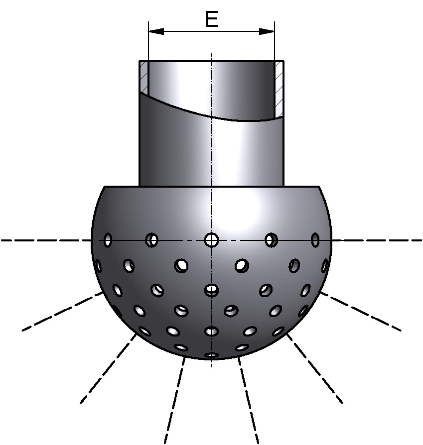 SPR.BALL 180 DOWNW. G1/2" DN20 316L 2,0-2,5 M