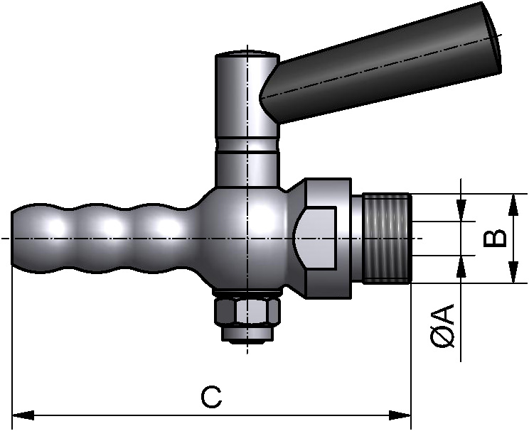 SAMPLE COCK G1/2" WITH NOZZLE 316L BL G=PIPE THREAD ISO228-1