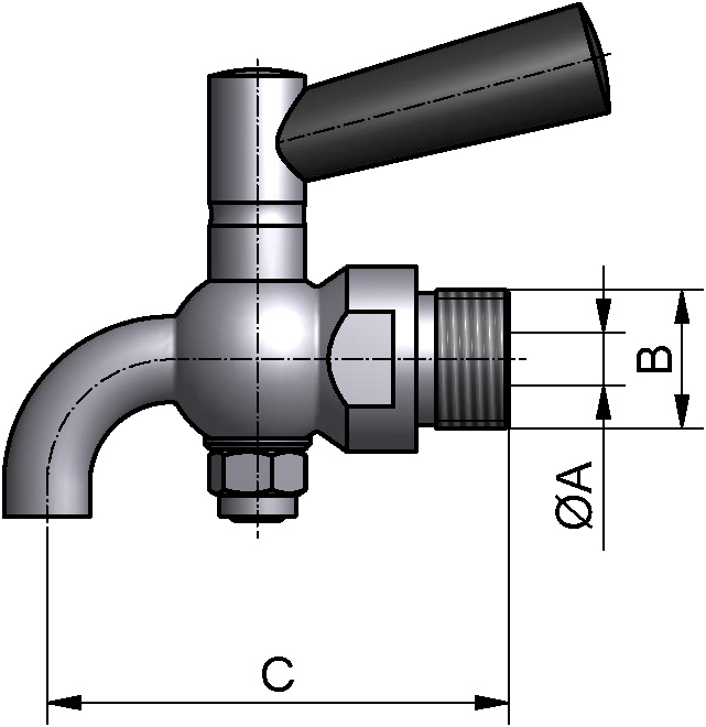 DRAIN COCK G1" 316L BL G=PIPE THREAD ISO228-1