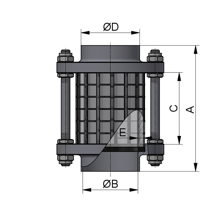 CYLINDER SIGHT GLASS WW DN15 304 BL NBR SAFETY SCREEN