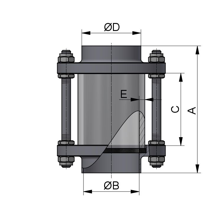 CYLINDER SIGHT GLASS WW DN15 304 BL EPDM