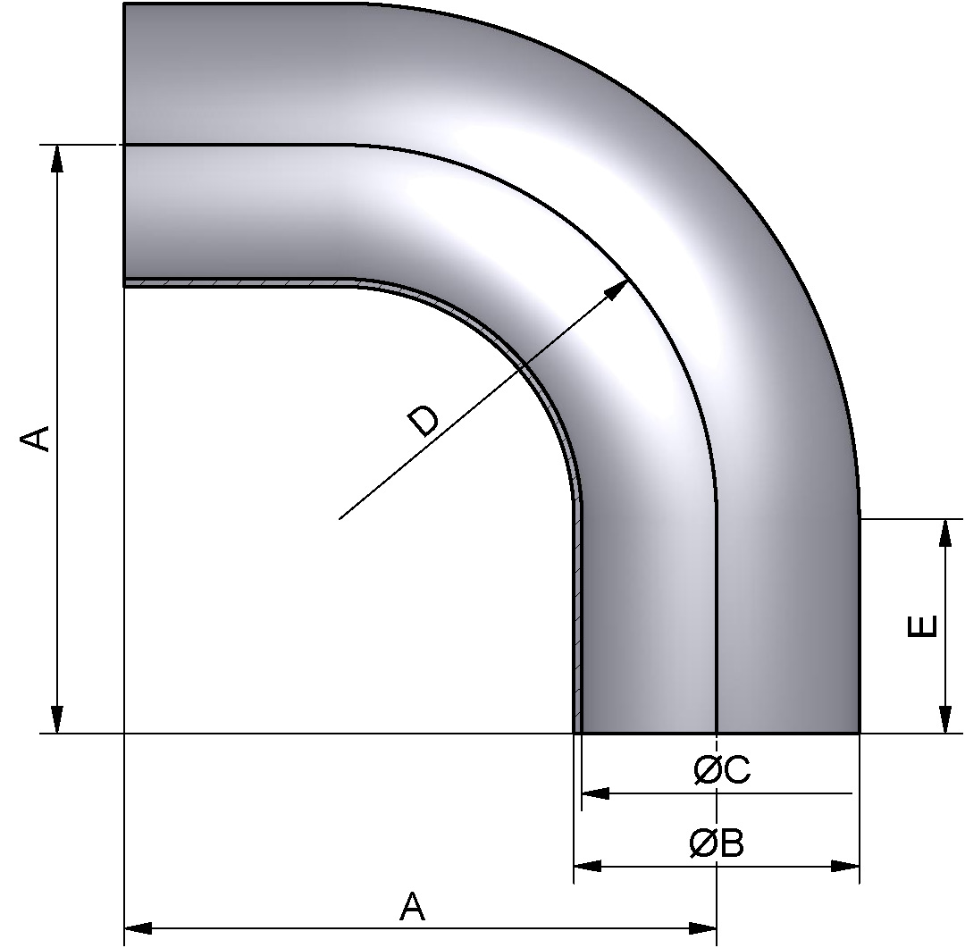 PharmCom1-BEND 90 0,75" 1.4435 Ra0,8-H3 DIN11865-BL-C