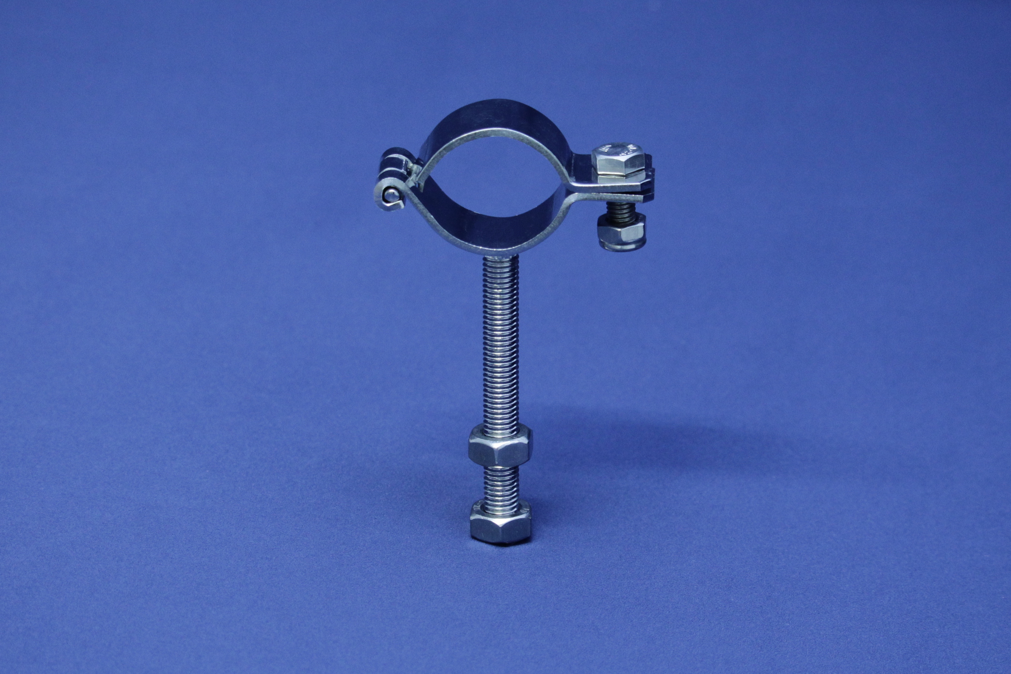 PIPE CLAMP HINGED DN 80 304 POL. WITH THREADED SHANK